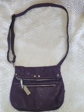 Tignanello Purple Crossbody Leather Shoulder Bag